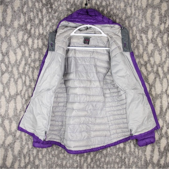 RAB NIKWAX Microlight Down Puffer Alpine Hooded Jacket Coat Size M Purple - Picture 4 of 14